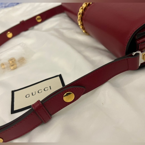 Gucci Sylvie 1969 leather shoulder bag in red NWT - Picture 3 of 9